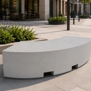 Panca curva per arredo urbano